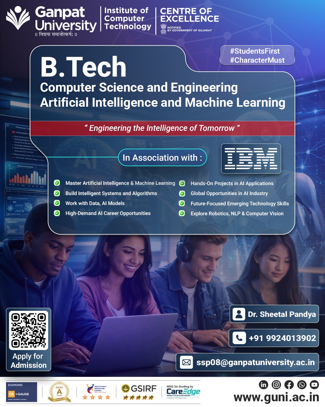BACHELOR OF TECHNOLOGY IN COMPUTER SCIENCE & ENGINEERING (ARTIFICIAL INTELLIGENCE AND MACHINE LEARNING) - In Association with IBM