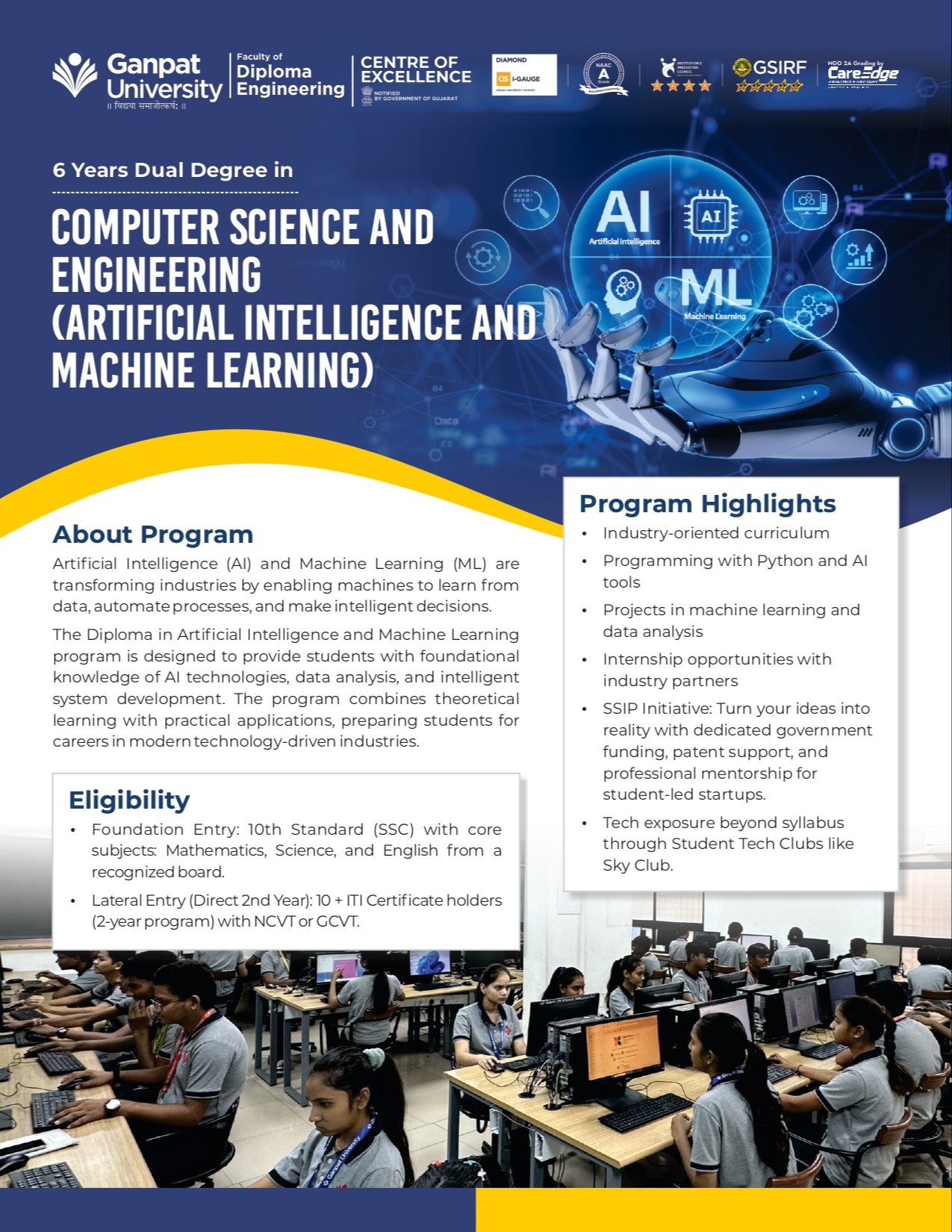 DIPLOMA + DEGREE IN Computer Science and Engineering (Artificial Intelligence and Machine Learning)