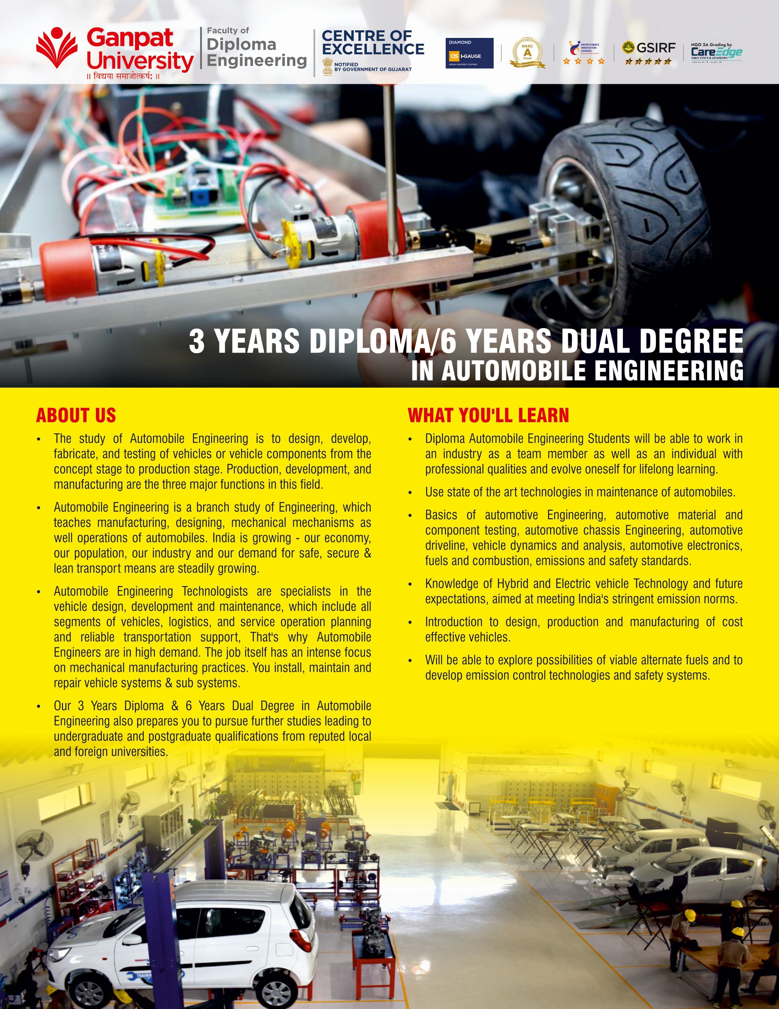 DIPLOMA IN AUTOMOBILE ENGINEERING